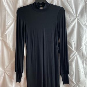 Lulus Black Bodycon Mock Neck Dress XS